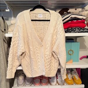 Carly Jean Los Angeles Cream Knit Cardigan